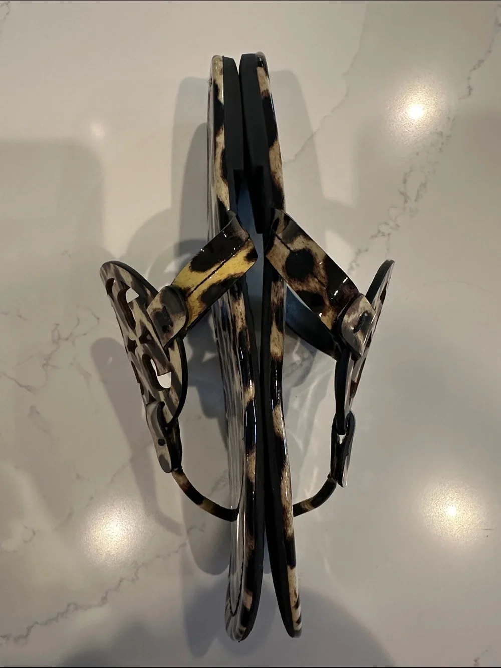 Tory Burch Miller Patent Leopard Print Sandals Size 9 1/2